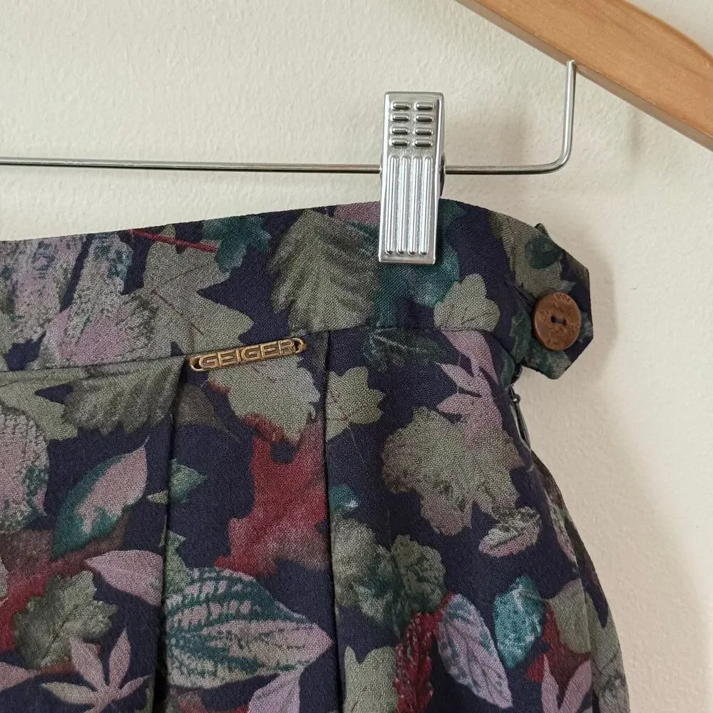 Geiger Collections Floral Pleated Full Midi Skirt Pockets Size 30